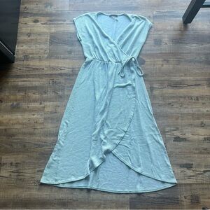 Caution To The Wind Women's Short Sleeve Striped Turquoise Blue Dress Size M